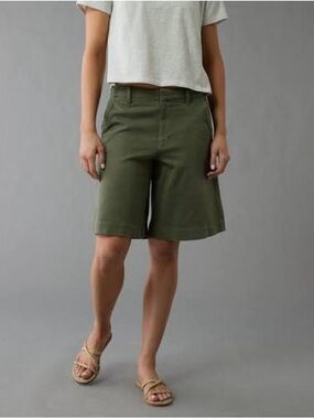 AE High Rise Trouser Olive Green Bermuda Shorts